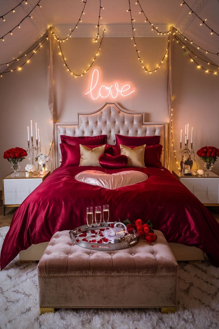 Romantic Neon-Lit Bedroom Inspiration