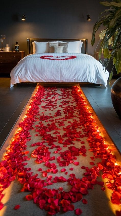 Romantic Rose Petal Pathway Bedroom Design