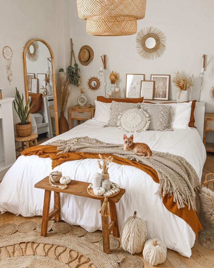 Rustic Autumn Charm Bohemian Bedroom