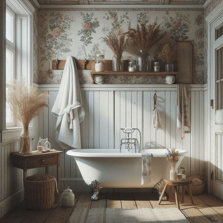 Rustic Charm in Vintage Bathroom Decor