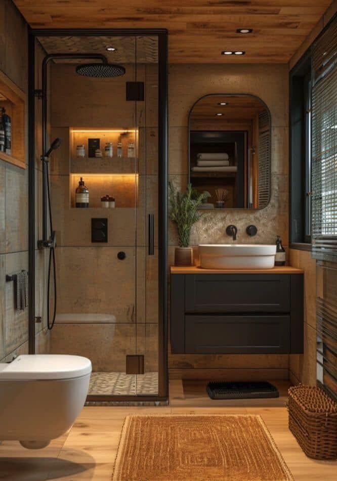 Rustic-Chic Bathroom with Modern Touches