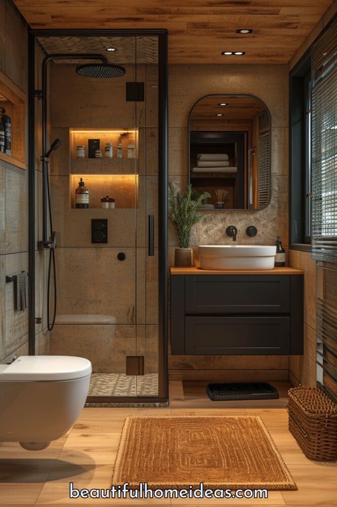 Rustic Chic Bathroom with Warm Ambiance