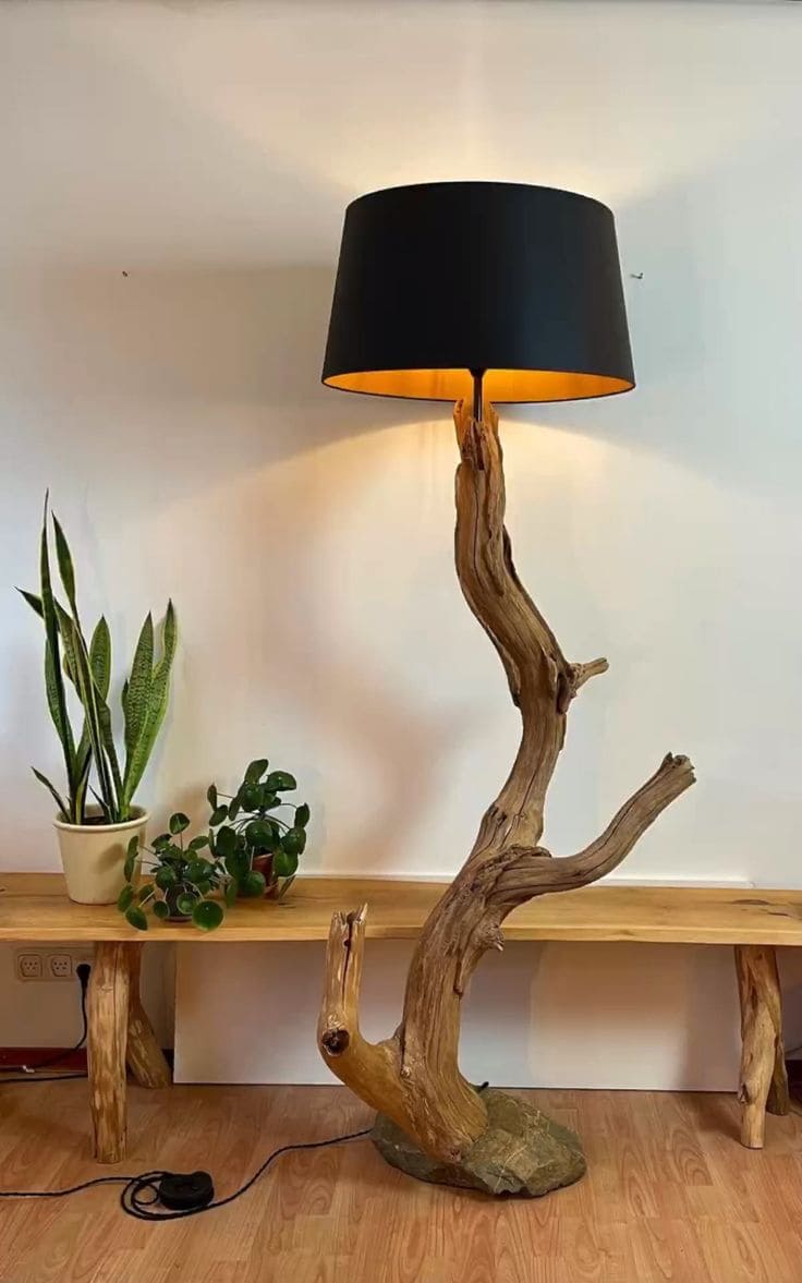 Rustic Driftwood Floor Lamp Elegance