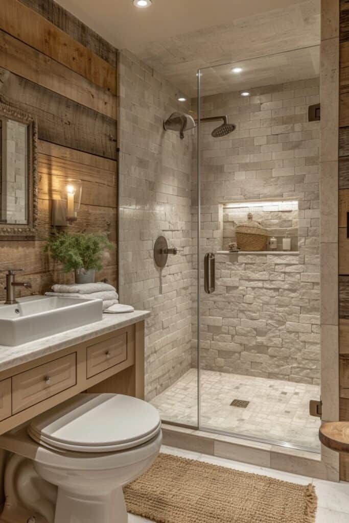 Rustic Elegance with Stone Shower Design