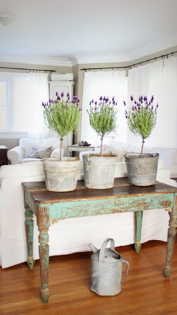 Rustic Lavender Trio on Vintage Table