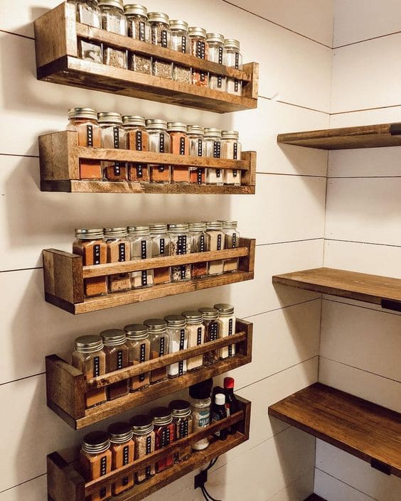 Rustic Mason Jar Spice Rack Shelves