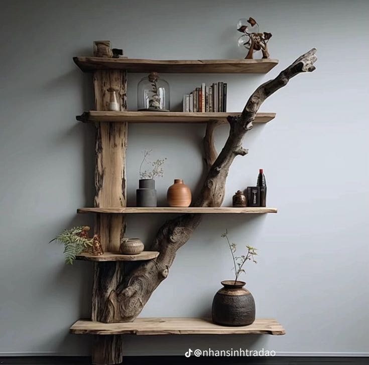 Rustic Natural Branch Bookshelf Masterpiece