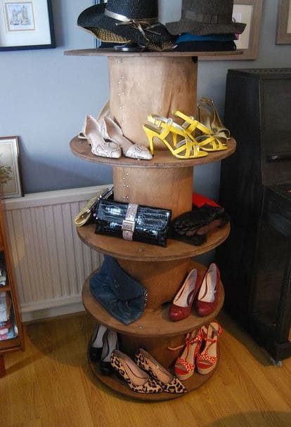 Rustic Rotating Shoe and Accessory Display