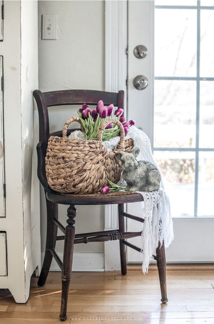 Rustic Tulip Basket Spring Accent