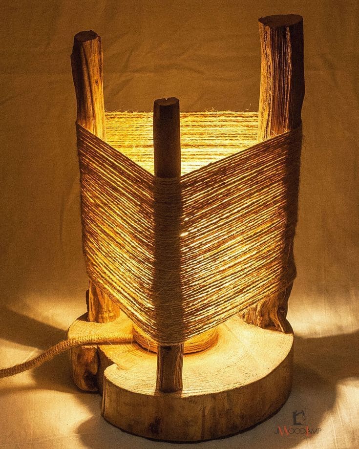 Rustic Twine-Wrapped Lamp