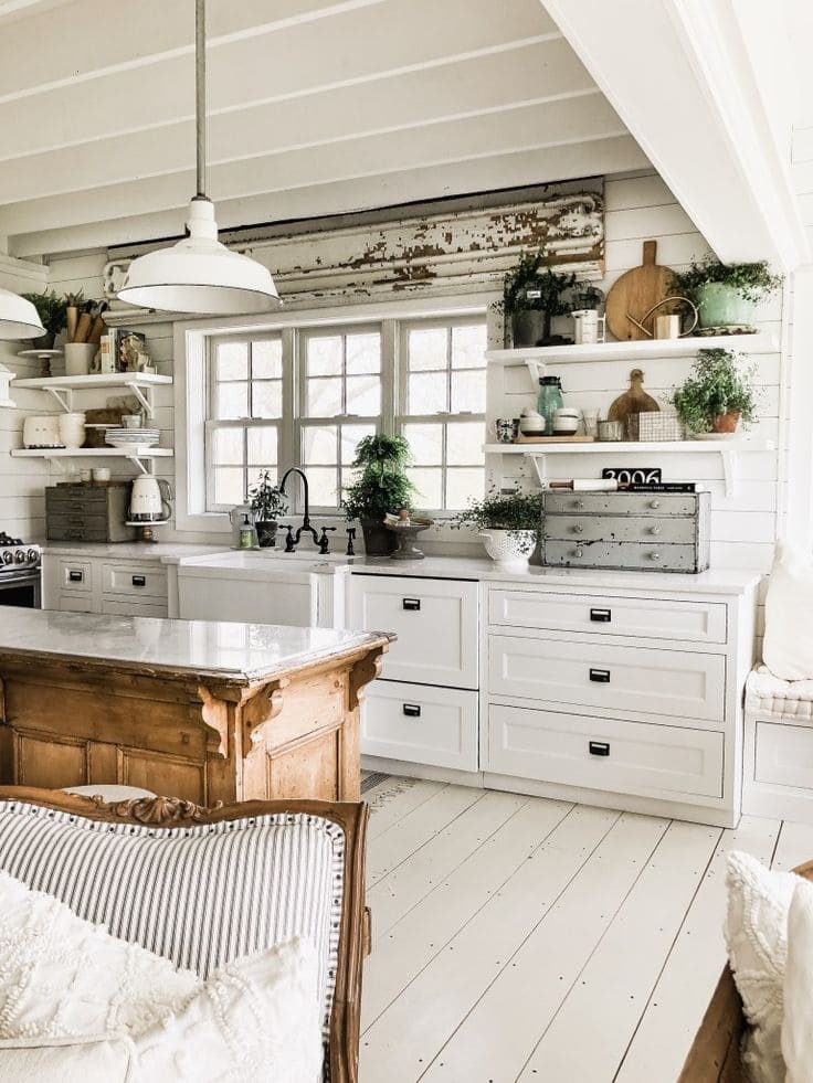 Rustic White Kitchen with Timeless Elegance