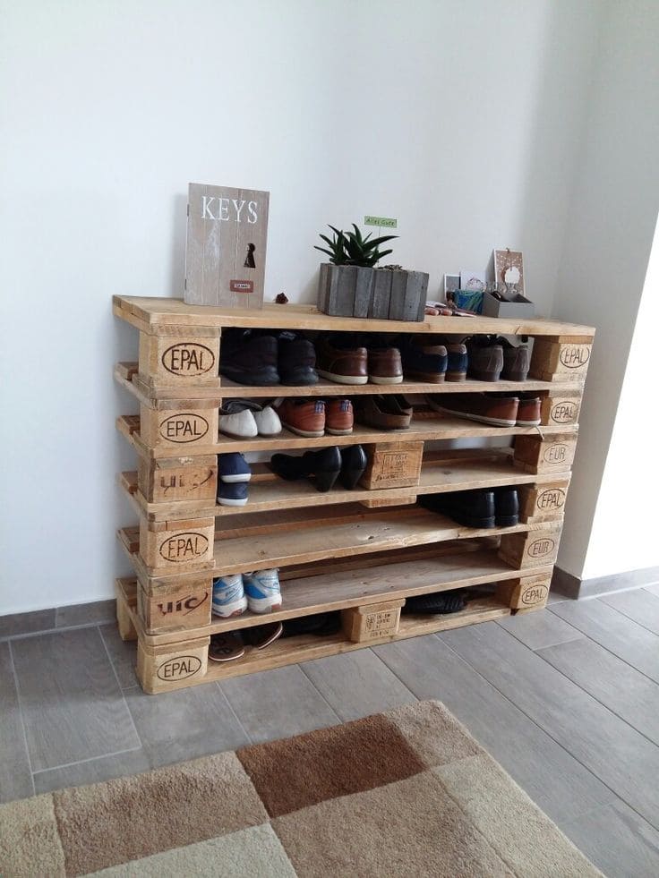 Rustic Wooden Pallet Shoe Organizer