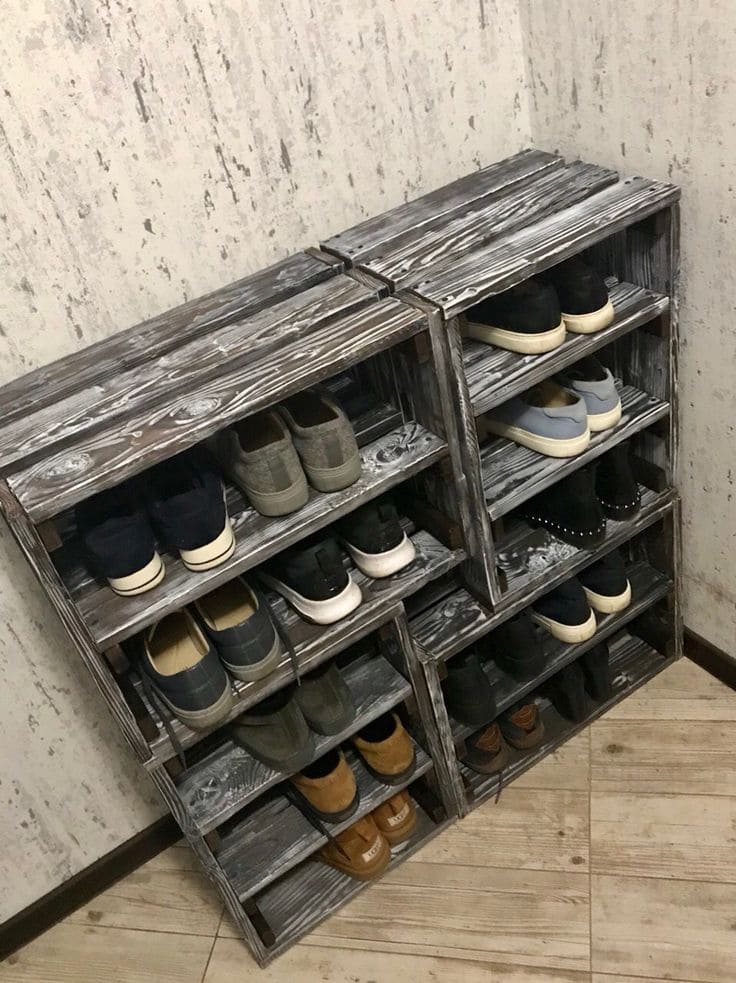 Rustic Wooden Shoe Rack