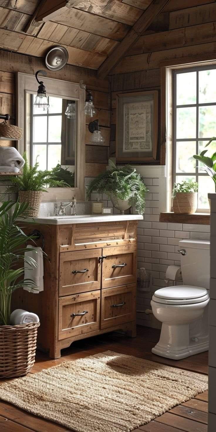 Rustic Wooden Vintage Bathroom Retreat