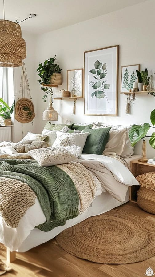 Serene Green Oasis Bedroom Retreat