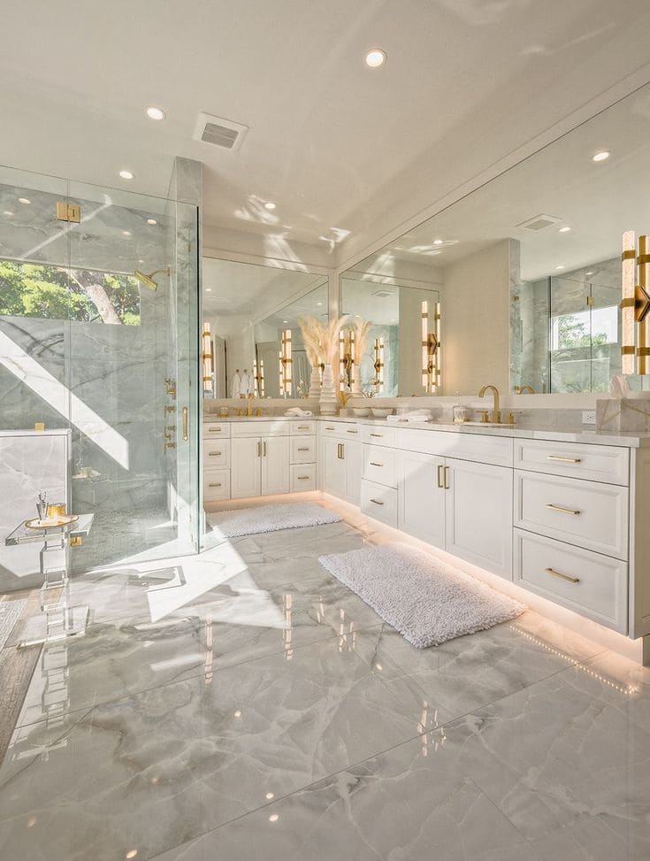 Serene Luxury with Gold Accents Bathroom