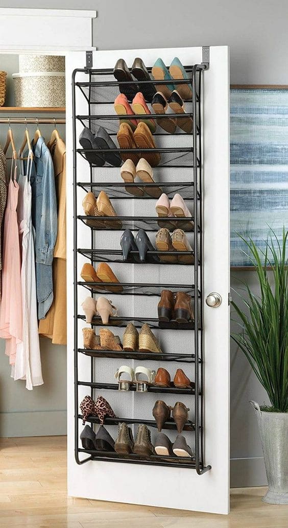 Space-Saving Over-the-Door Shoe Rack