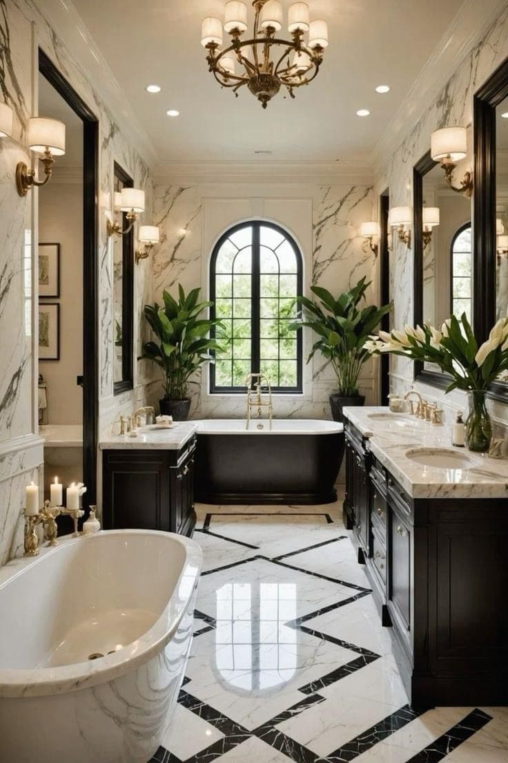 Timeless Black-and-White Luxury Bathroom