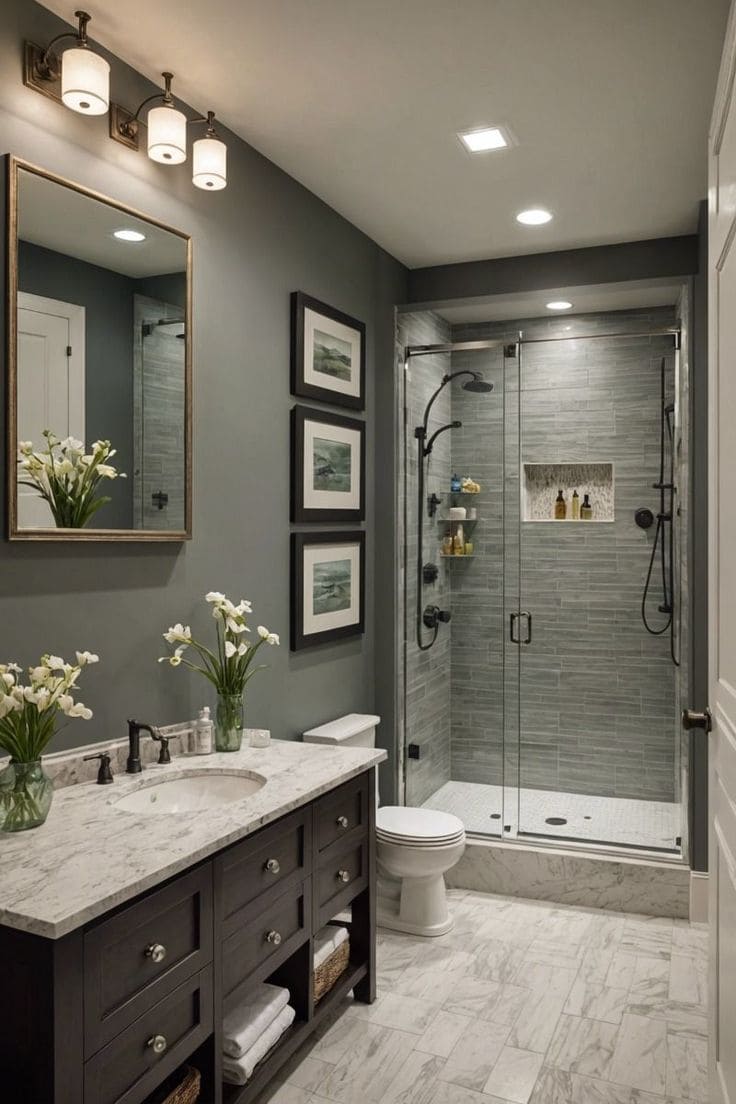 Timeless Charm with Gray-Toned Bathroom Elegance