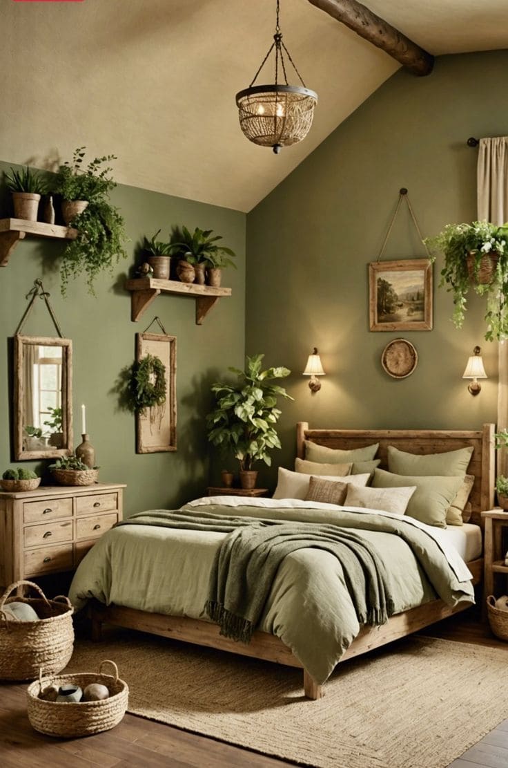 Tranquil Green Oasis Bedroom Retreat