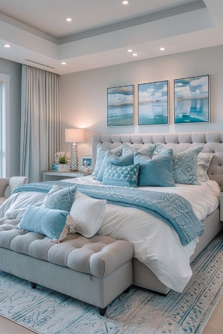 Tranquil Ocean-Inspired Blue Bedroom Retreat