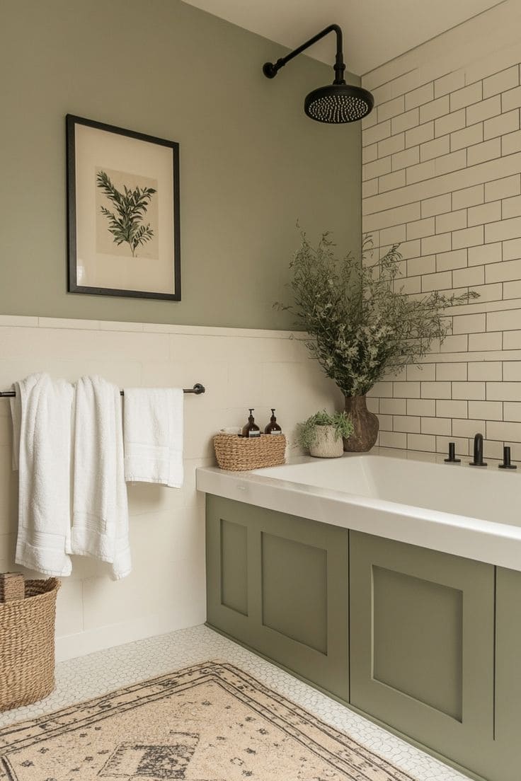 Tranquil Sage Bathroom with Timeless Charm