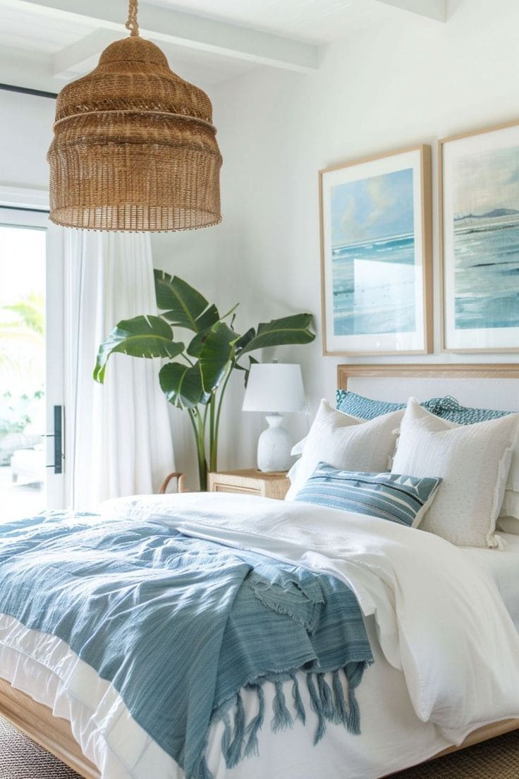 Tropical Coastal Blue Bedroom Retreat