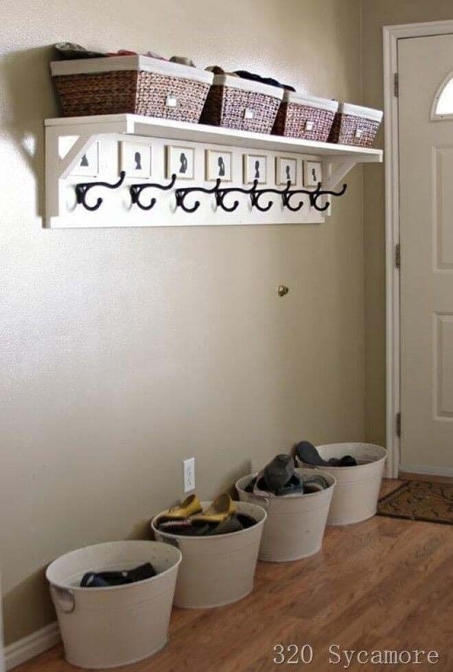 Versatile Basket-and-Bucket Entryway Organizer