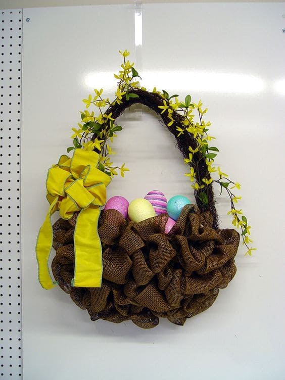 Vibrant Easter Basket-Themed Wreath