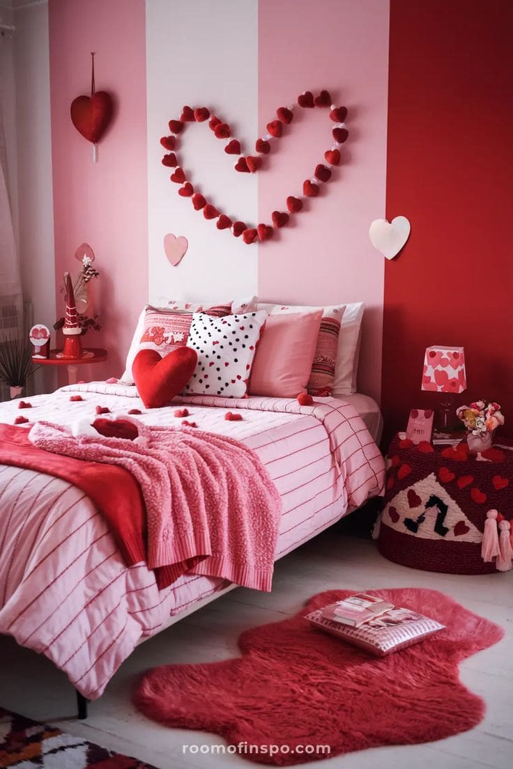 Vibrant Heart-Inspired Romantic Bedroom Design