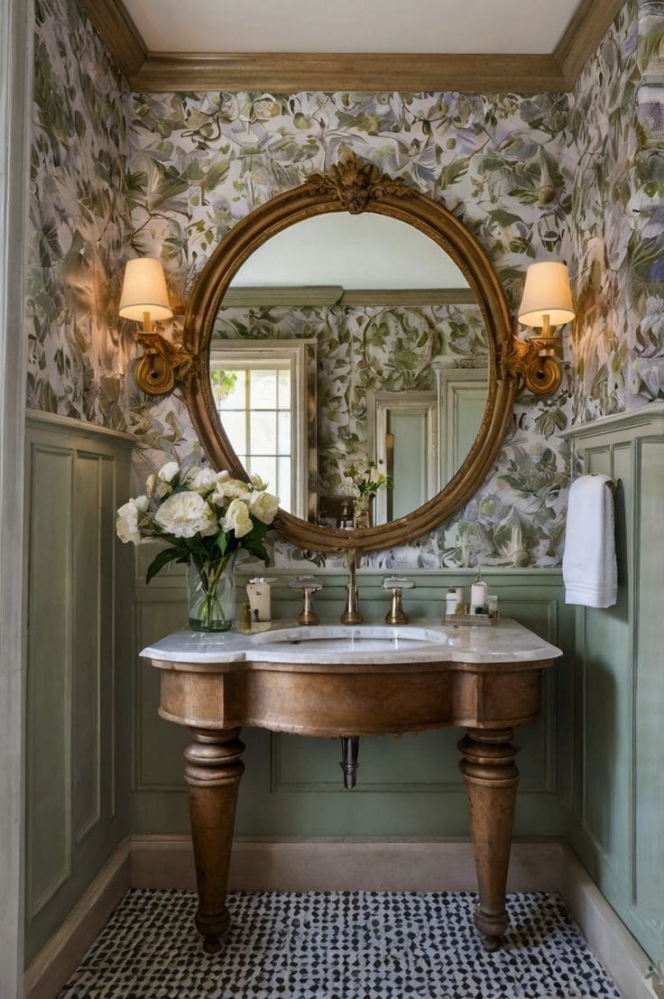 Vintage Elegance with Ornate Round Mirrors