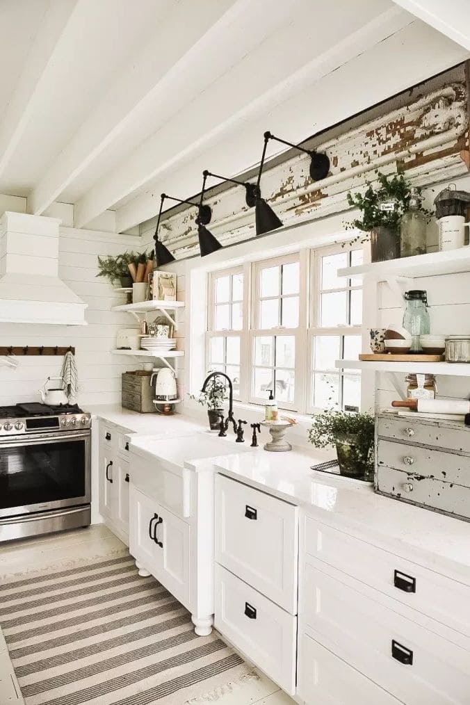 Vintage Farmhouse White Kitchen Charm