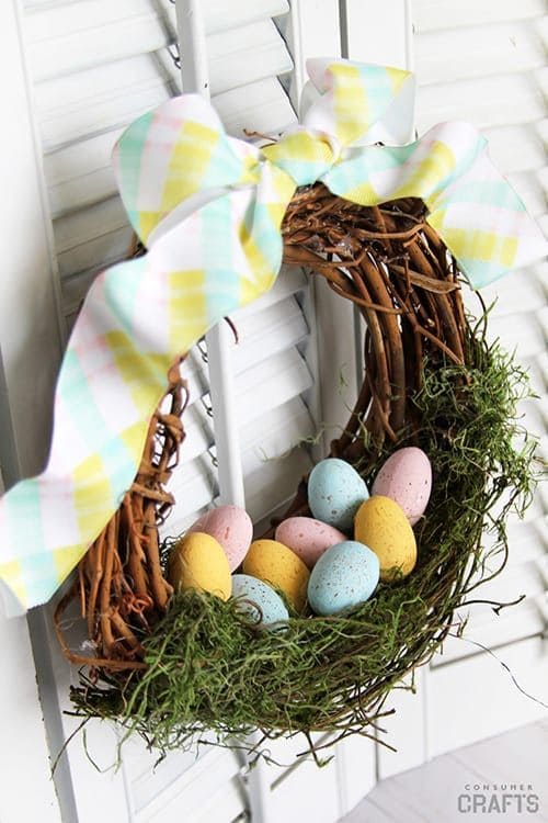 Whimsical Easter Egg Nest Wreath Design