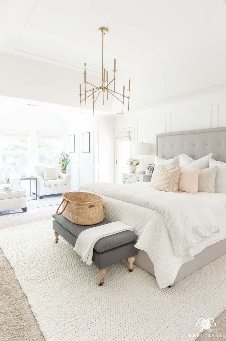 White Elegance Bedroom with Relaxation Nook