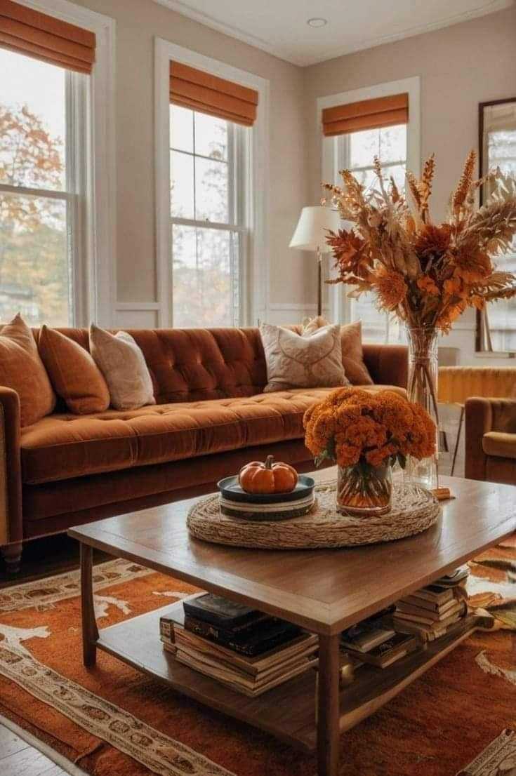 Autumn Warm and Inviting Brown Living Room