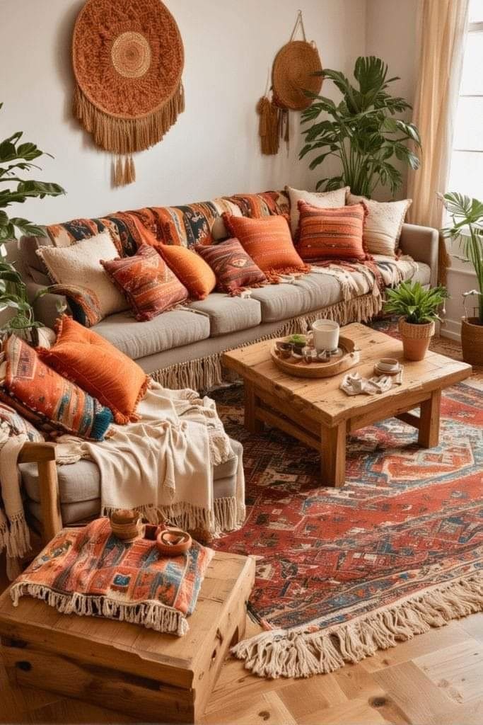 Boho Bliss Brown and Terracotta Living Room