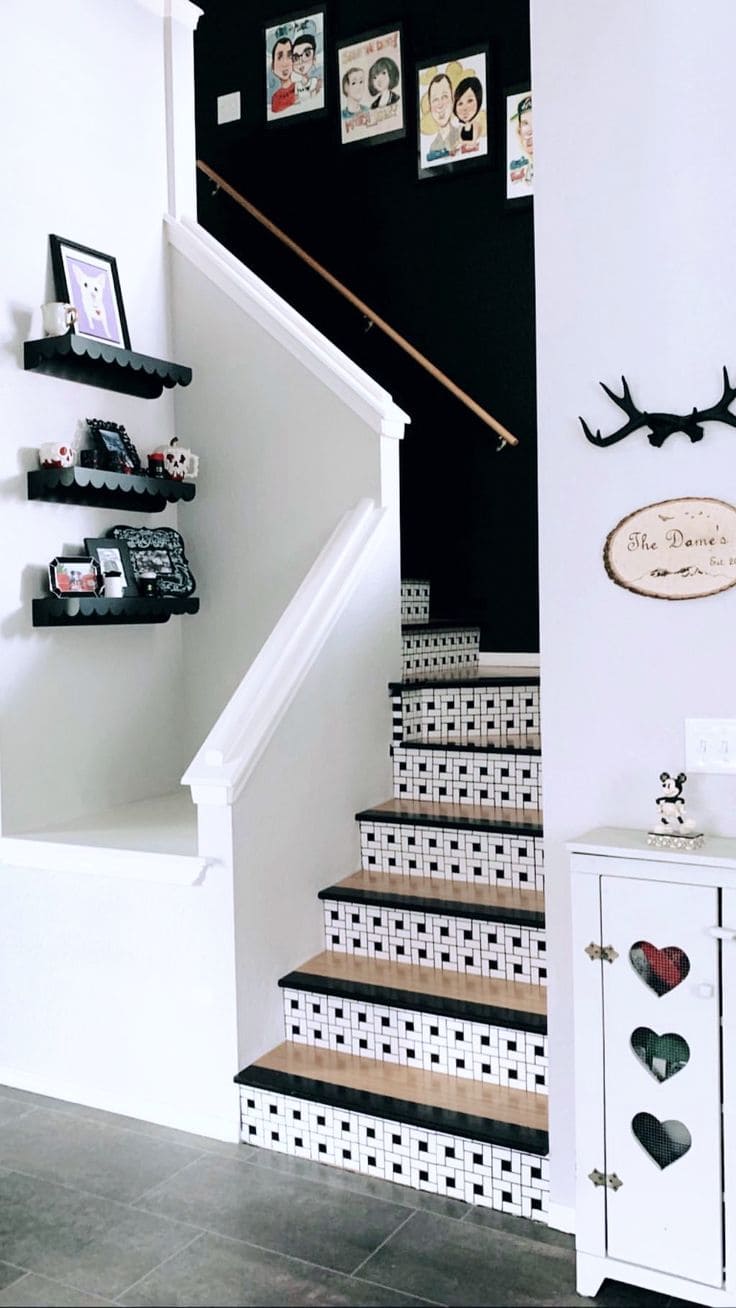 Bold Black and White Staircase