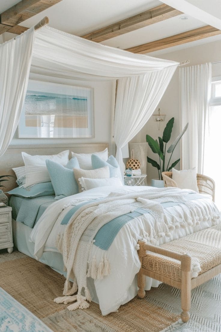 Breezy Coastal Canopy Retreat with Soft Neutrals