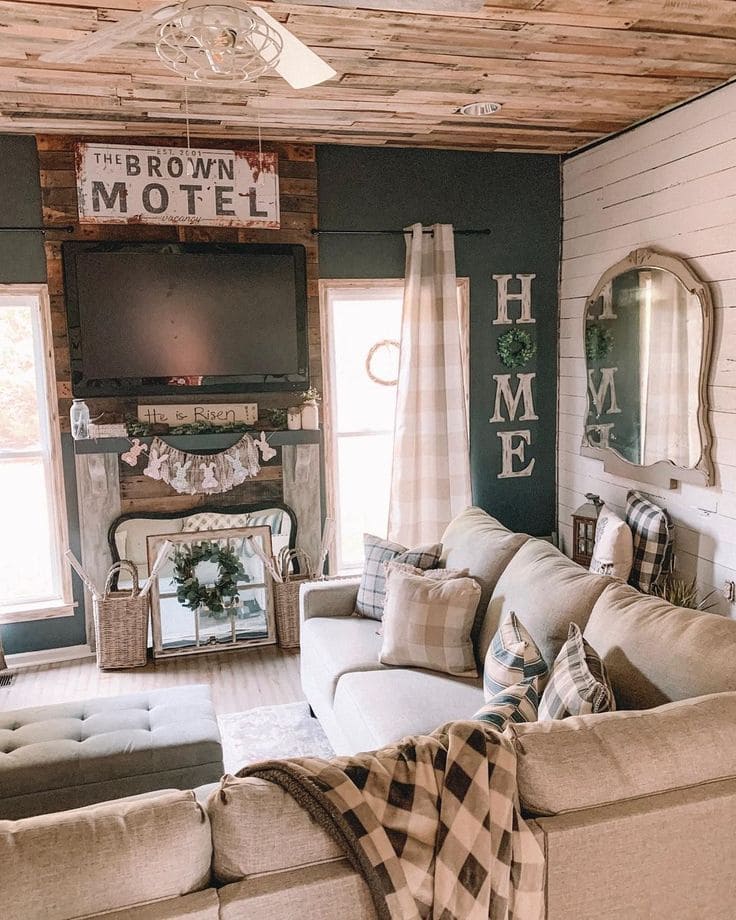 Cozy Farmhouse Fireplace with Vintage Charm