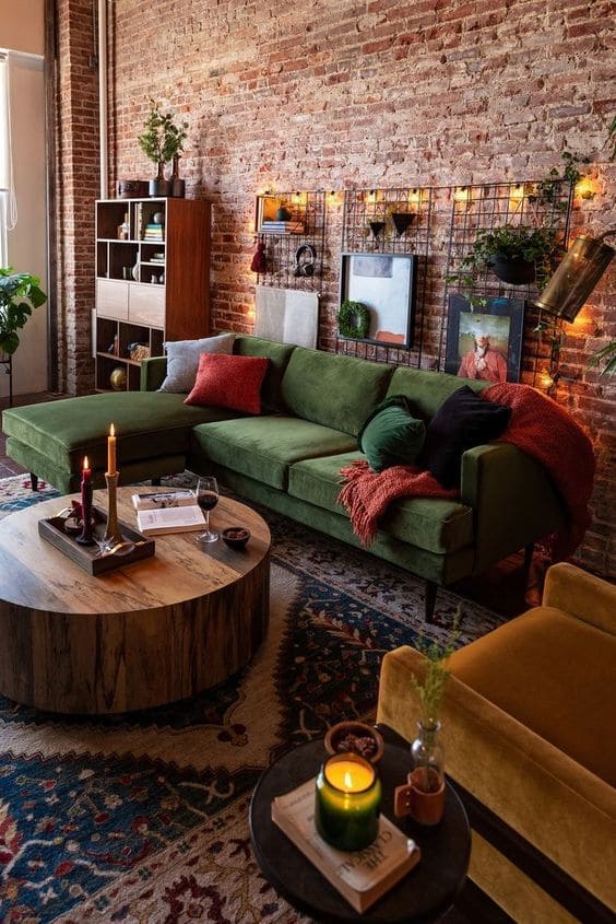 Cozy Industrial-Chic Earthy Living Room