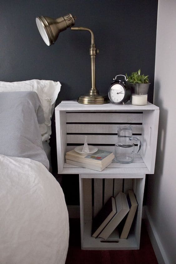 Creative and Rustic Wooden Crate Nightstand