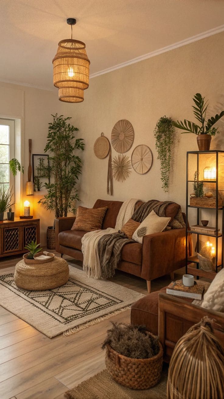 Earthy Warm and Cozy Brown Living Room