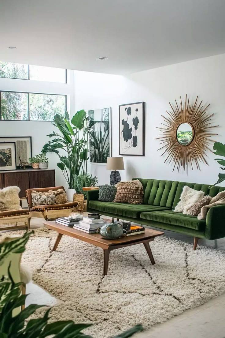 Elegant Greenery-Inspired Earthy Living Room