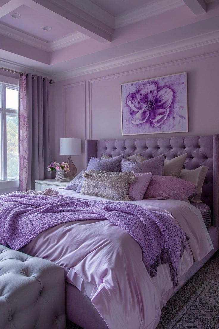 Elegant Lavender Haven with Plush Accents