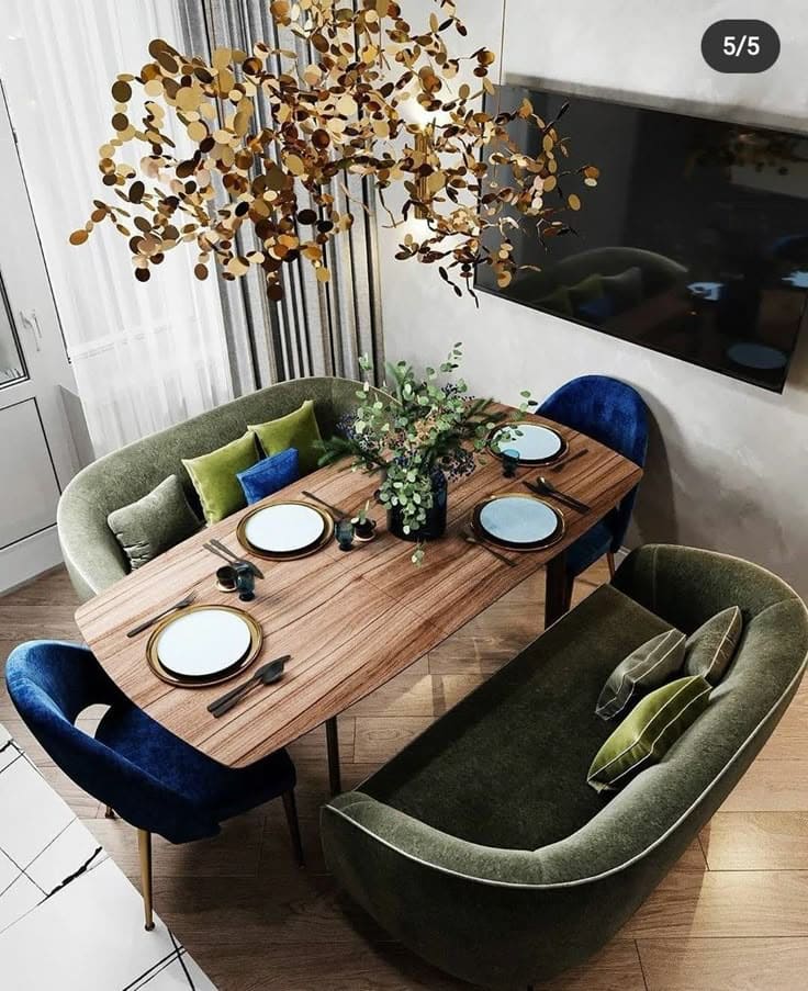 Elegant Velvet Bench Dining for Small Spaces