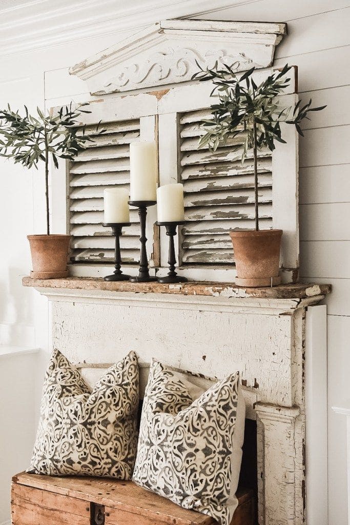 Elegant Vintage Shutter Mantel Display