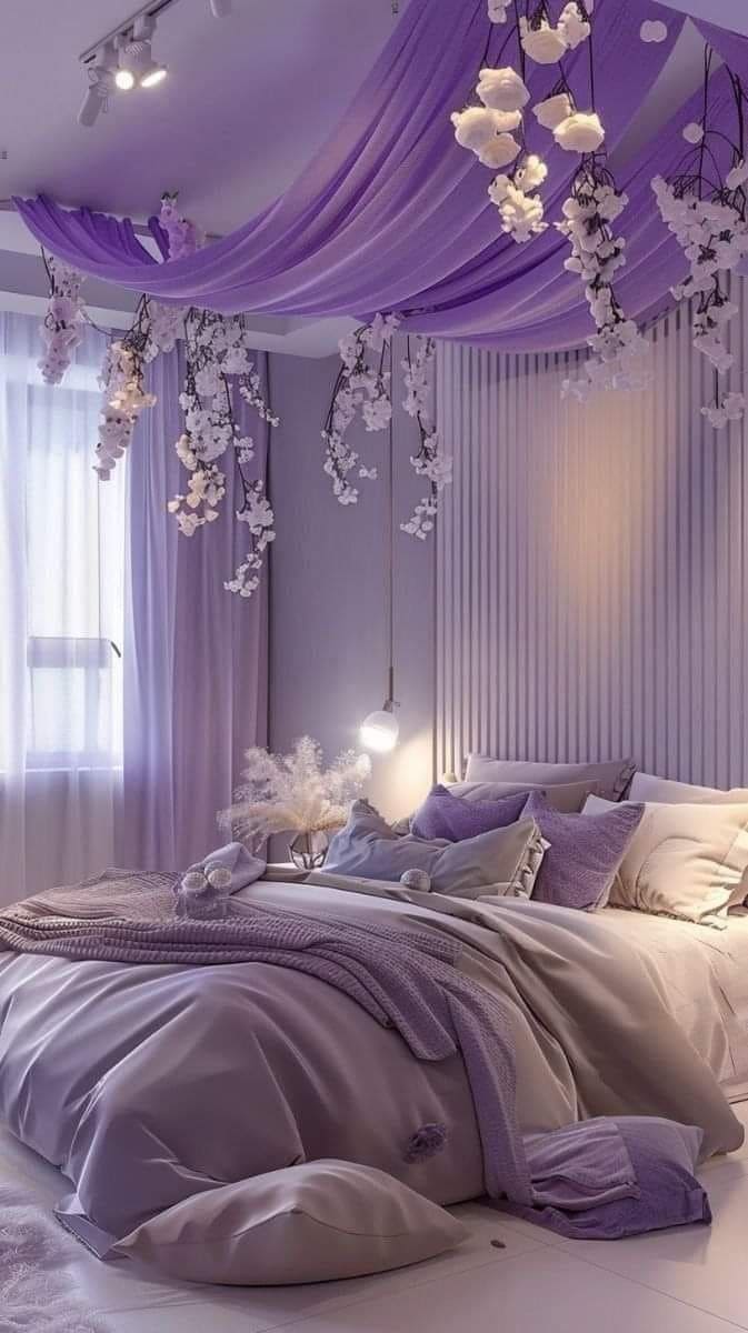 Ethereal Lavender Haven with Floral Canopy