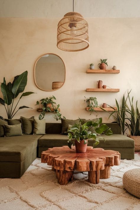 Minimalist Nature-Inspired Earthy Living Room