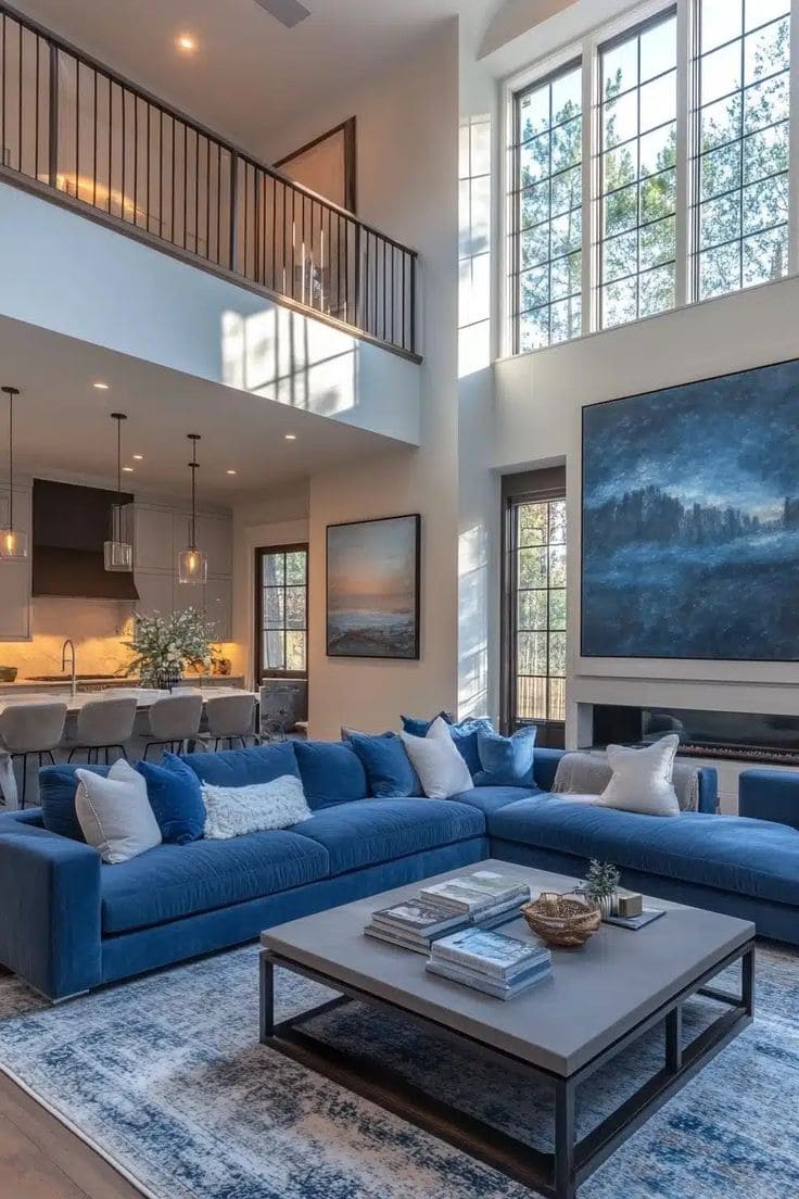 Modern Blue Couch Living Room