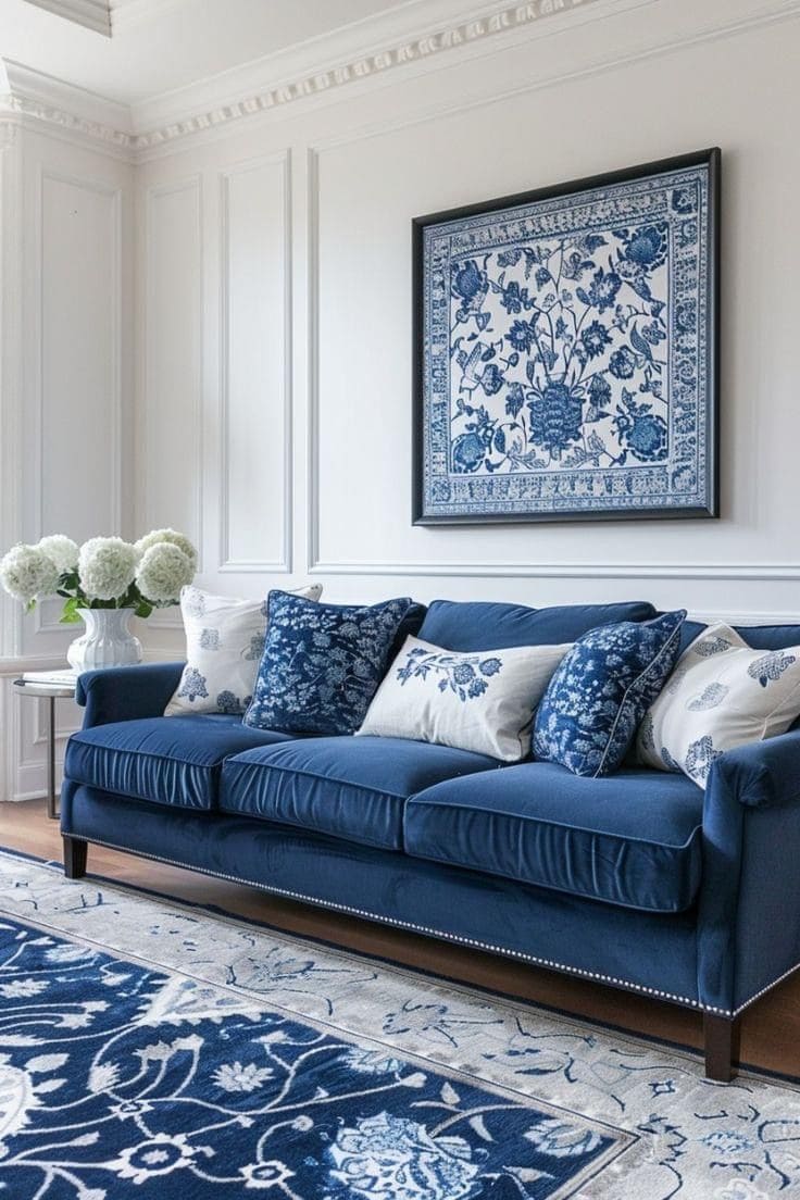 Most Elegant Blue Living Room